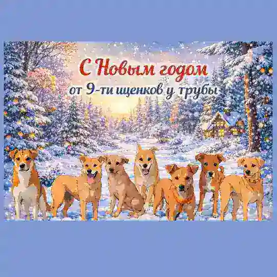 9 Щенков у трубы